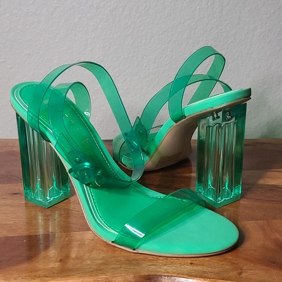 Gianni Bini Liyra Green Clear Jelly Ankle Strap Block Heel Sandals - Picture 2 of 7